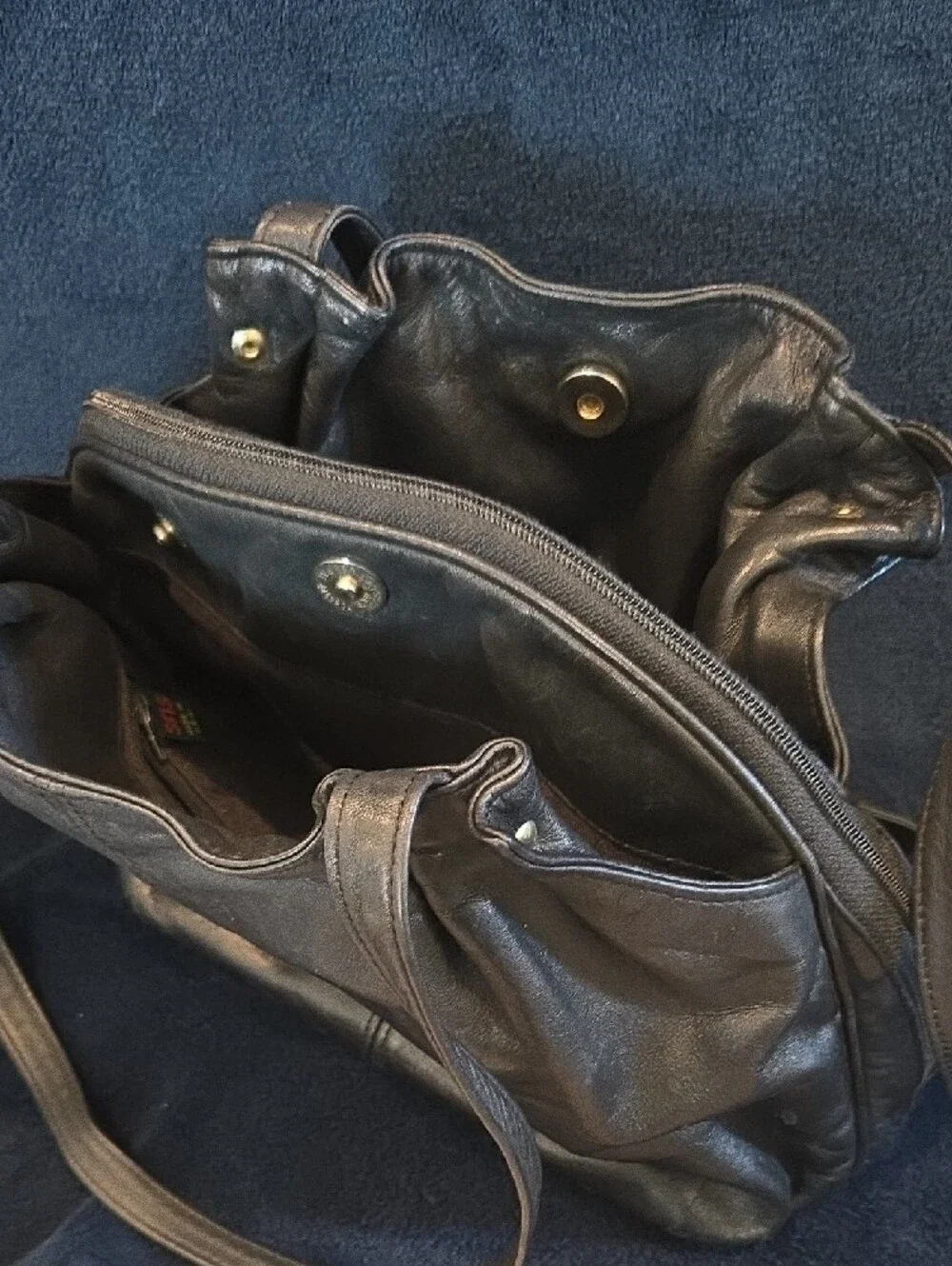 VINTAGE Black Genuine Leather Shoulder Bag